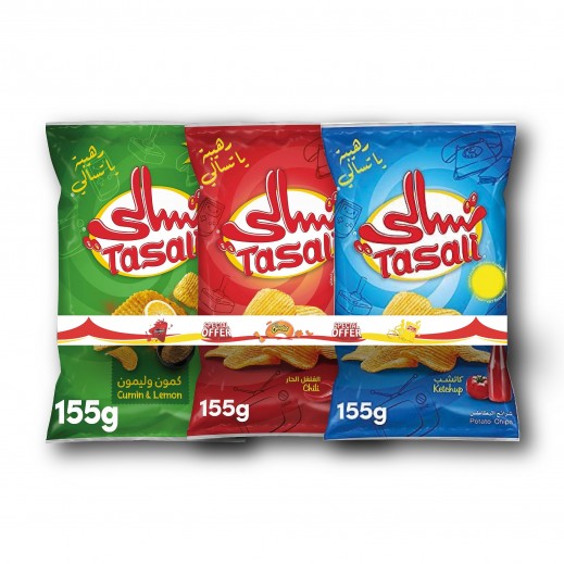 Tasali Assorted Triple Pack Chips 3 x 155 g - delivered by Taw9eel Fast