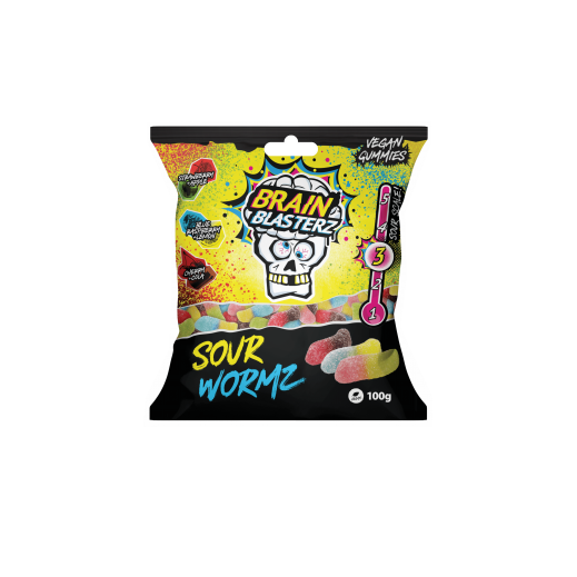 Brain Blasterz Sour Wormz Gummy Candy 100g
