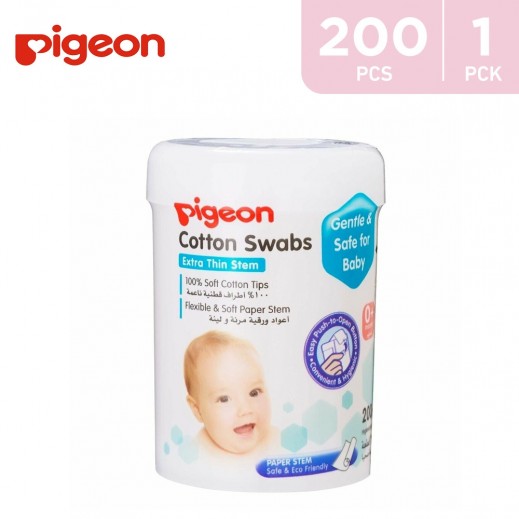 Pigeon Cotton Swabs Thin Stem 200 Pcs - delivered by Taw9eel Fast