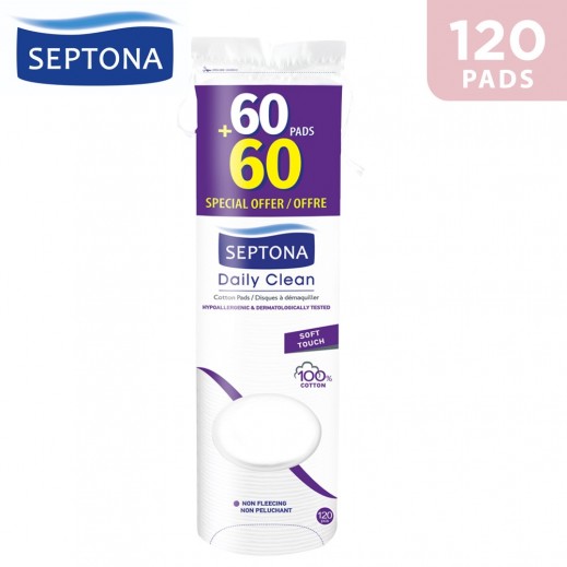 Septona Daily Clean Round 120 Cotton Pads - delivered by Taw9eel Fast