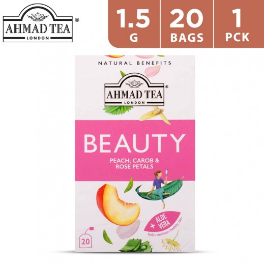Ahmad Tea Beauty Peach, Carob & Rose Petals Teabags 20 x 1.5 g - delivered by Taw9eel Fast