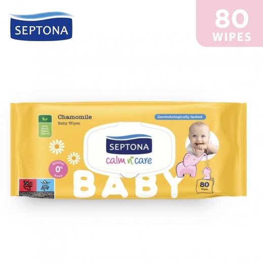 Septona Calm n'Care Chamomile Baby Wipes 80 Wipes - delivered by Taw9eel Fast