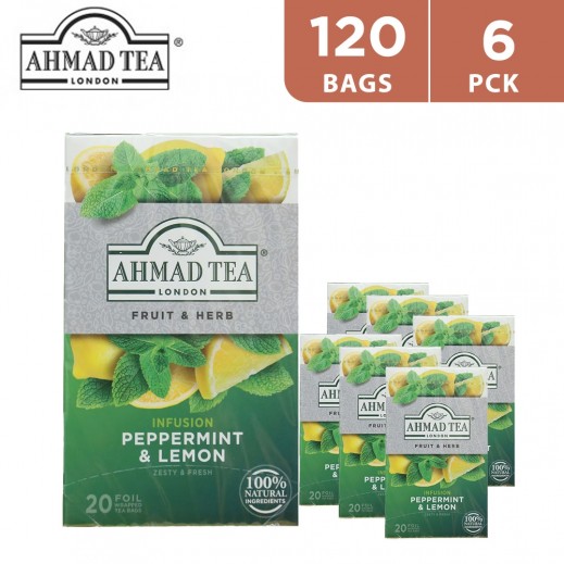 Ahmad Tea Peppermint & Lemon 20 Foil Tea Bags (6 x 30 g)