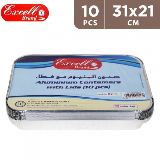 Excell Foil Food Container With Lid 10 Pieces 