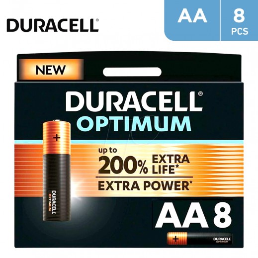 Duracell Optimum AA Alkaline Batteries 8 Pieces - delivered by Taw9eel Fast