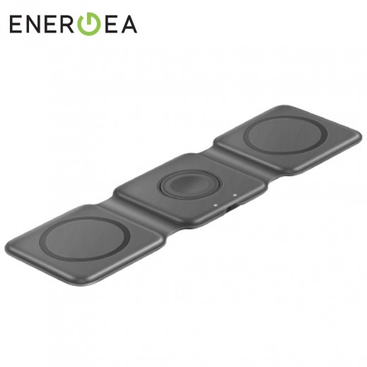Energea Bazic GoMag Trio 3 In 1 Foldable Magnetic Wireless Charger - Grey