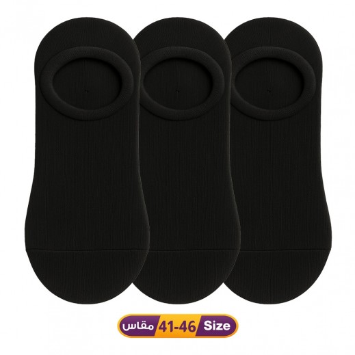 3 Pairs of Black Non-Slip No-Show Socks Size 41–46