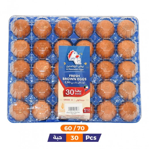 Al Rawdeten Brown Eggs 60/70 Plastic Tray 30Pcs - delivered by Taw9eel Fast