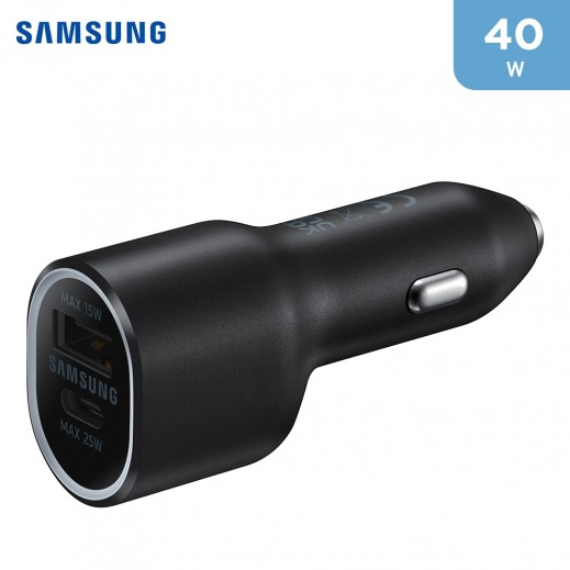 Samsung 40W Dual Port Fast Car Charger (25W + 15W) - Black 