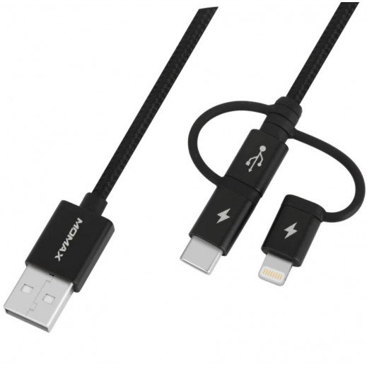 Buy Momax One Link 3in1 USBA to Micro USB/Lightning/USBC Cable 1 m توصيل