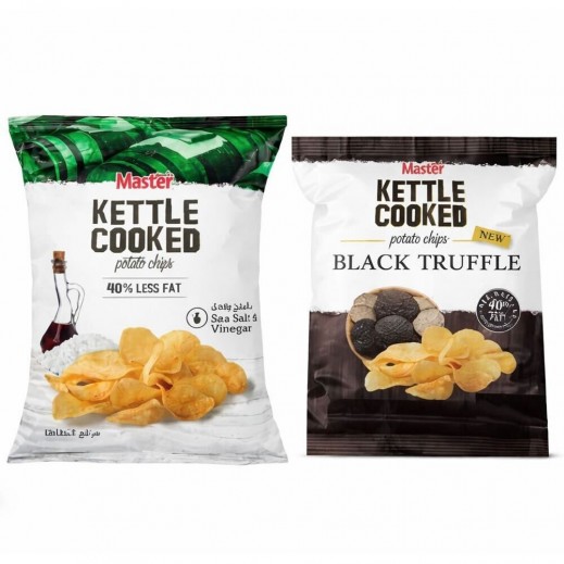 Master Kettle Black Truffle + Salt & Vinegar Potato Chips 2 x 76g