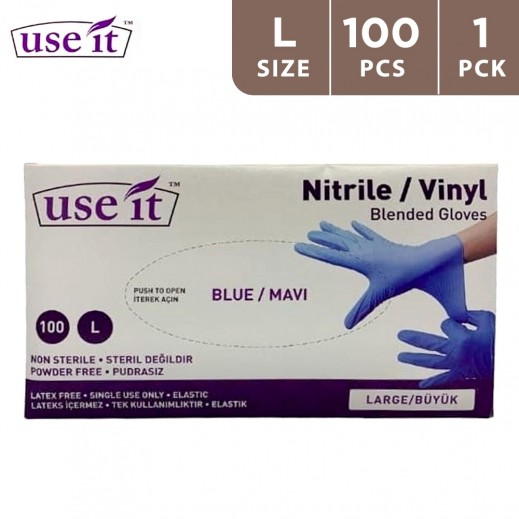 Use It Large Nitrile Disposable Gloves 100 Gloves - delivered by Taw9eel Fast