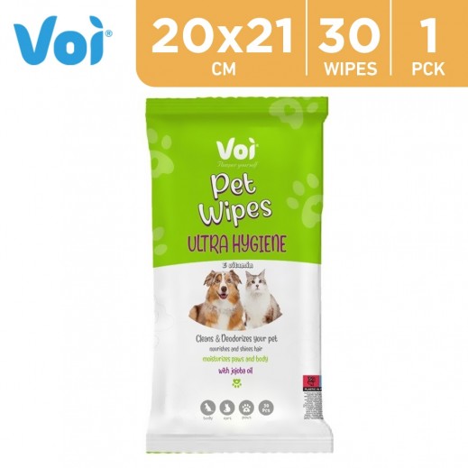 Voi Pet Wipes 20Cm*21Cm / 45 Gm 30 Sheets