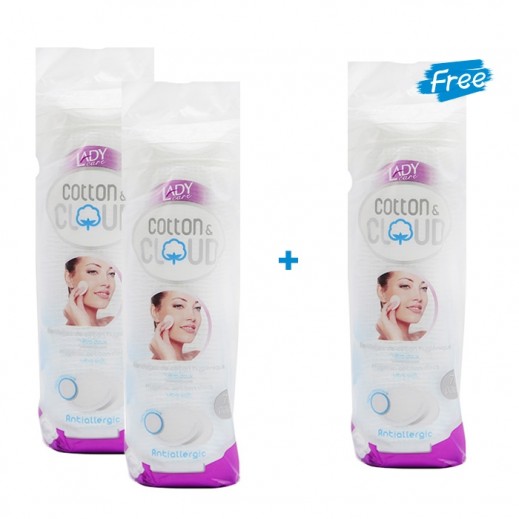 Ladycare Cotton Cloud Pads 70 Pieces 2 + 1 Free - delivered by Taw9eel Fast