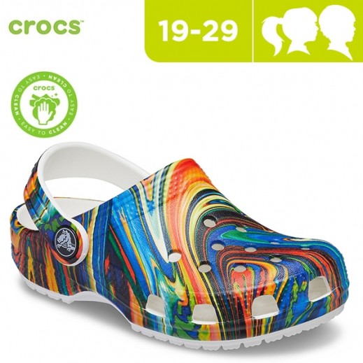 Crocs Kids Classic Clogs Bright Cobalt and White