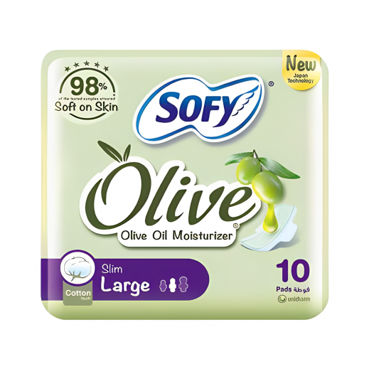 Sofy Slim Sanitary Winged Pads With Olive Oil Large 10 Pads