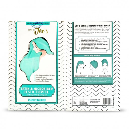 Satin Wrapped Microfiber Hair Towel Tiffany Blue - delivered by Joes Lab Within 24 hours 