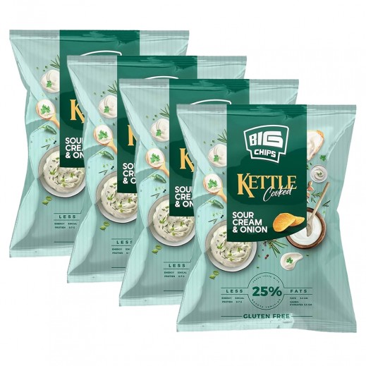 Big Chips Kettle Cooked Classic Gluten Free Sour Cream & Onion 4 × 110 g - delivered by Taw9eel Fast