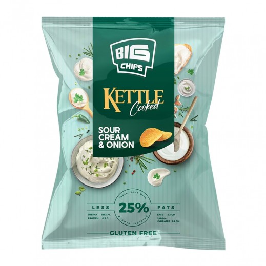 Big Chips Kettle Cooked Gluten Free Sour Cream & Onion Potato Chips 75 g