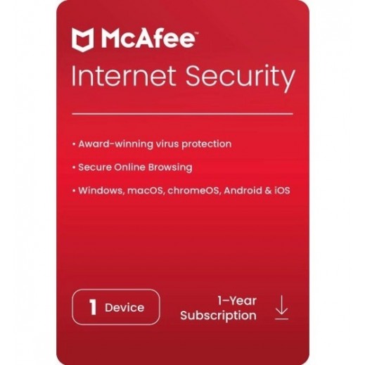 McAfee Internet Security 1 Device 1 Year Subscription - Delivered by Whatsapp & Email