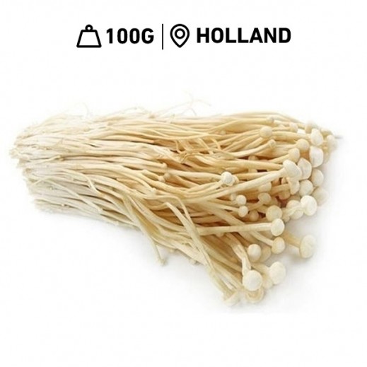 Fresh Dutch Enoki Mushroom Pack (100 g Approx.) - delivered by Taw9eel Fast