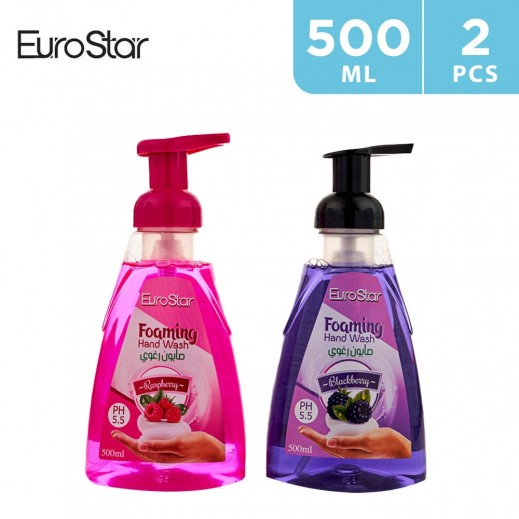 EuroStar Black Berry + Rasberry Foaming Hand Wash 2 × 500 ml - delivered by Taw9eel Fast