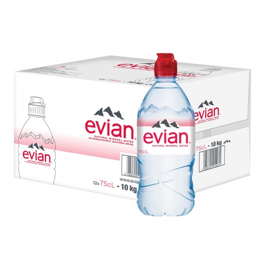 Buy Evian Natural Mineral Water Sport Cap Bottle 12x750 ml توصيل