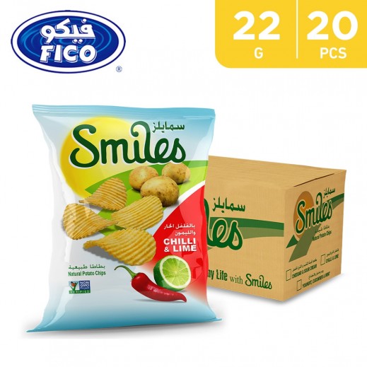 Smiles Chilli & Lime Natural Potato Chips - 20 x 22 g - delivered by Taw9eel Fast