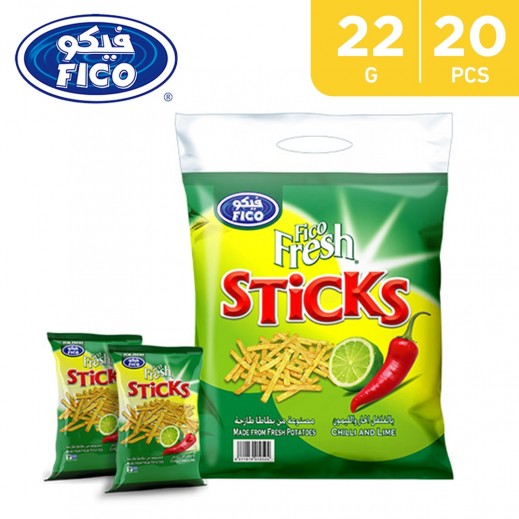 Fico Fresh Chilli & Lime Potato Sticks 20 x 22 g - delivered by Taw9eel Fast