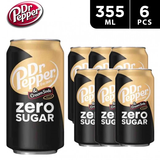 Dr. Pepper Zero Sugar Cream Soda Drink Can 6 x 355 ml