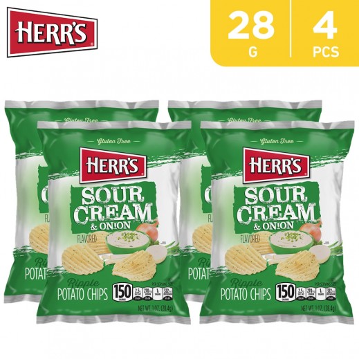 Buy Herr's Sour Cream & Onion Potato Chips 4 x 28 g توصيل
