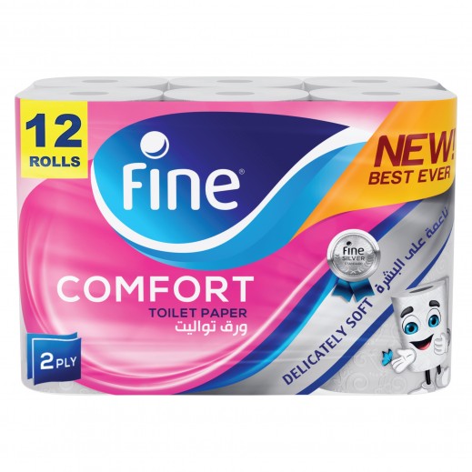 Fine Toilet Tissue Comfort 140 Sheets 2 Ply - 12 Rolls - delivered by Taw9eel Fast