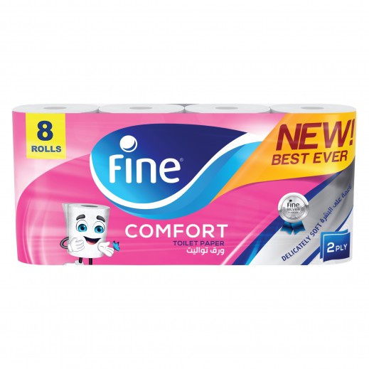 Fine Toilet Tissue Comfort 180 Sheets 2 Plies 8 Rolls - delivered by Taw9eel Fast
