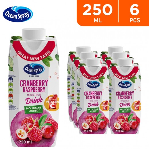Ocean Spray No Sugar Added Cranberry & Raspberry Mixed Fruit Drink 6 x 250 ml - delivered by Taw9eel Fast