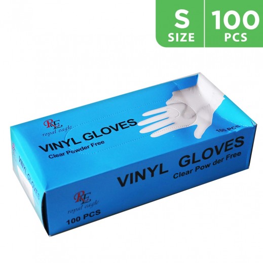 Royal Eagle Disposable Vinyl Gloves Powder Free Small 100 Pieces - delivered by Taw9eel Fast