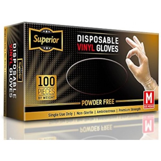 Superior Powder Free Disposable Gloves - Medium (100 Pcs)