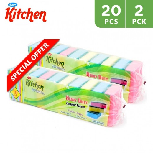 Easy Kitchen Sponge 2 x 10 Pieces - delivered by Taw9eel Fast