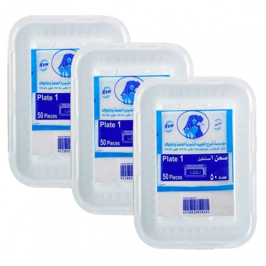  Easy Kitchen Plastic Rectangle Plate 3 × 50 Pieces