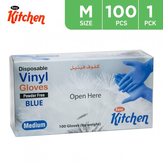 Easy Kitchen Disposable Vinyl Gloves Powder Free Medium 100 Pieces