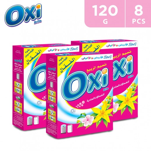 Oxi Brite Powder Detergent Semi Automatic with Spring Breeze 8×120 g - delivered by Taw9eel Fast