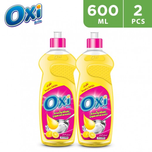 Oxi Brite Dishwashing Liquid Yellow Lemon 2× 600 ml - delivered by Taw9eel Fast