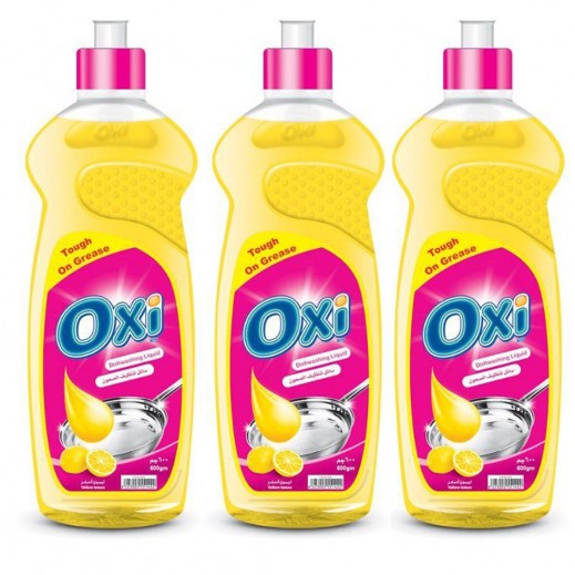 Oxi Brite Dishwashing Liquid Yellow Lemon 3×600 ml - delivered by Taw9eel Fast