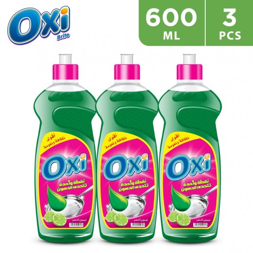  Oxi Brite Dishwashing Liquid Green Lemon 3×600 ml - delivered by Taw9eel Fast