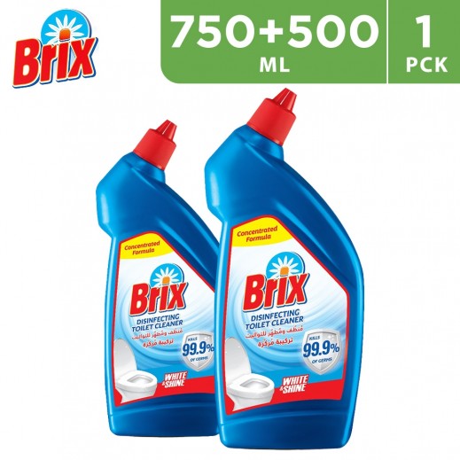 Brix Disinfectant Toilet Cleaner Bright & Shine 750 Ml + 500 Ml - delivered by Taw9eel Fast