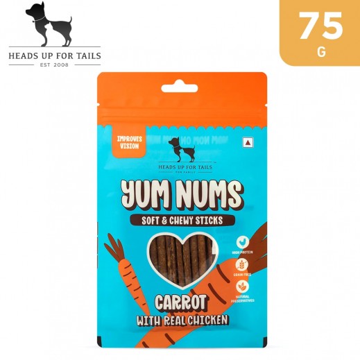 HUFT Yum Nums Carrot with real chicken Soft Sticks Treat For Dogs 75 g