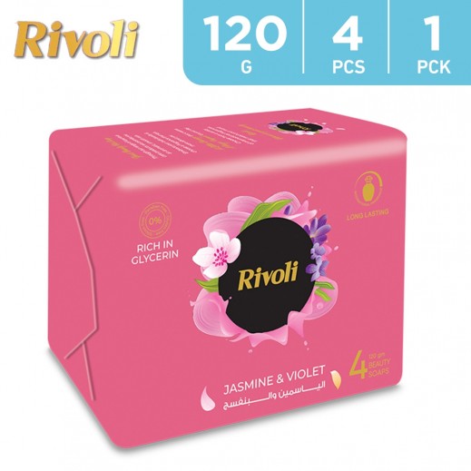 Rivoli Bar Soap Jasmine & Violet fragrance (Rose) 4 x 120 g