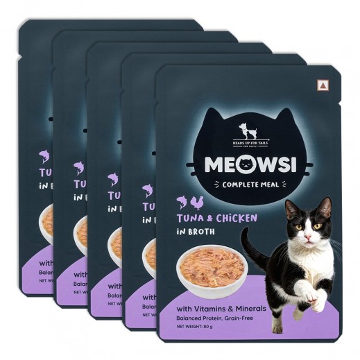 HUFT Meowsi Tuna & Chicken In Broth Grain Free Wet Cat Food 5 × 80g