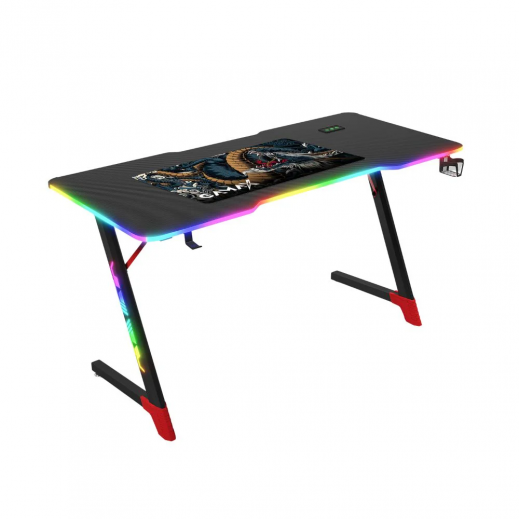 Gamax 3 Sided RGB Carbon Fiber Gaming Table 120×60×74CM With Mousepad - delivered by Taw9eel within 2 Business Days