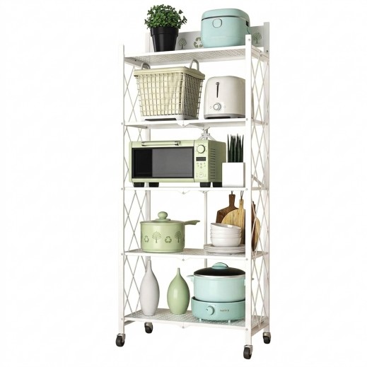 Portable 4 Shelves Stand with Wheels - delivered by Taw9eel Within 24 Working Hours 