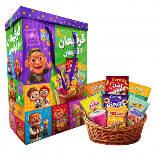 Corny & Little Doors Gergean 26 Assorted Snacks + Stickers + Games   - delivered by Taw9eel Fast
